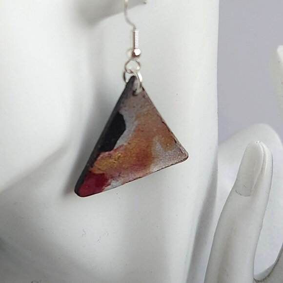 Handmade color mix  polymer clay earrings. Boucles d'oreilles fait à la main. - Picture 5 of 7